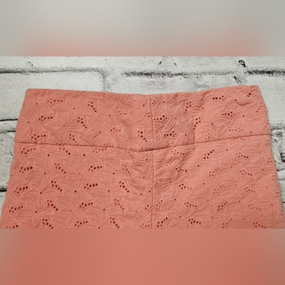 le Chateau Salmon Color Solid Eyelet Embroidery Shorts - Picture 5 of 8